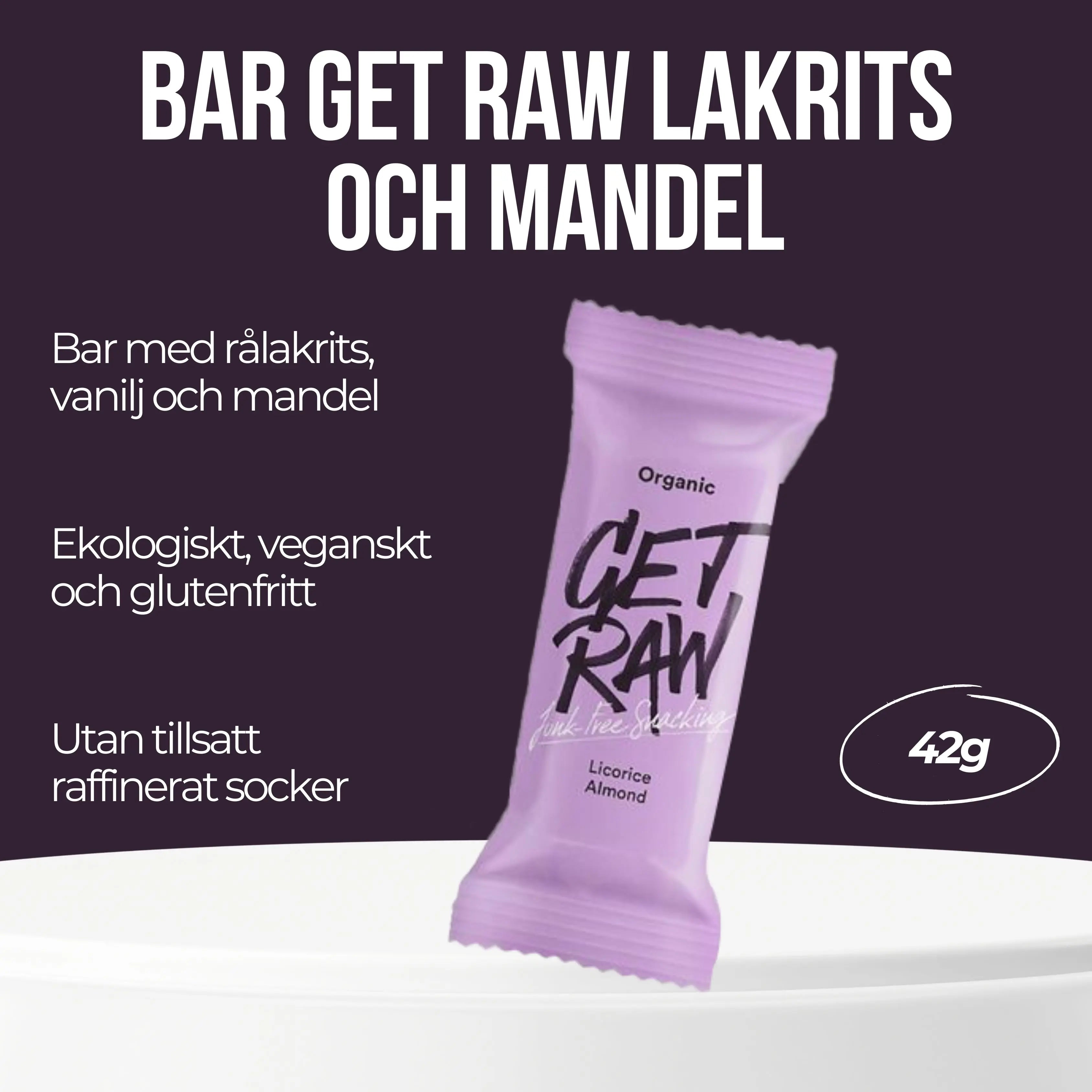Bar GET RAW Licorice och Almond 42g - Primmeshiper