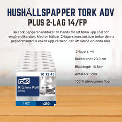Hushållspapper TORK Adv Plus 2-lag 14/fp - Primmeshiper