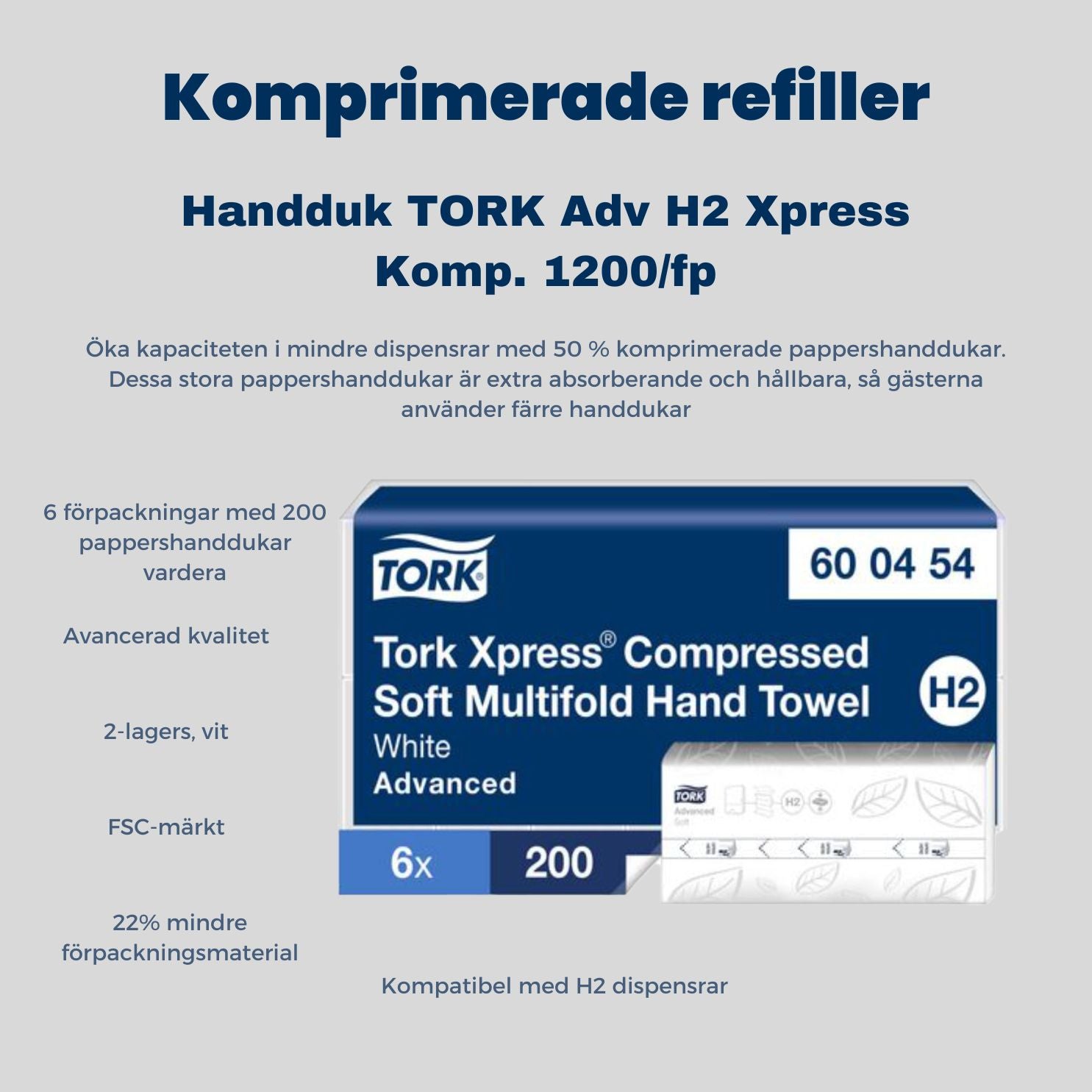 Handduk TORK H2 compressed 1200/fp - Primmeshiper