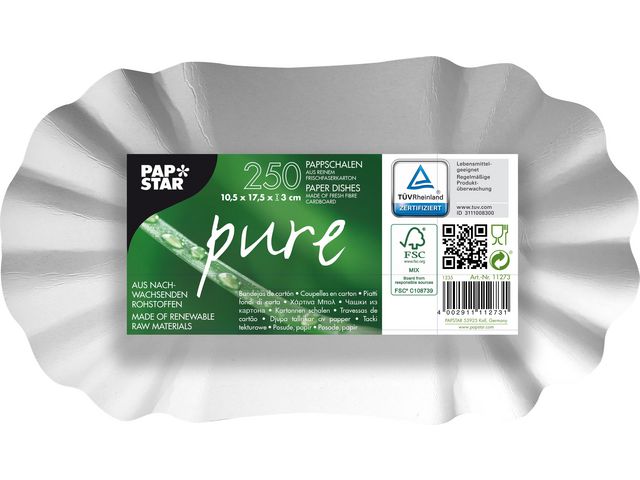 Tallrik PURE 105x175x30mm vit 250/fp - Primmeshiper