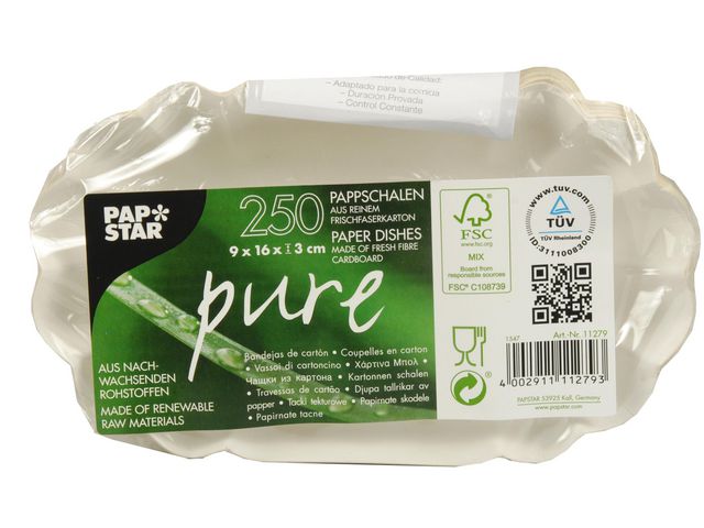 Tallrik PURE 90x160x30mm vit 250/fp - Primmeshiper