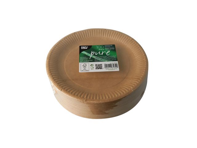 Tallrik PURE papper Ø230mm brun 100/fp - Primmeshiper
