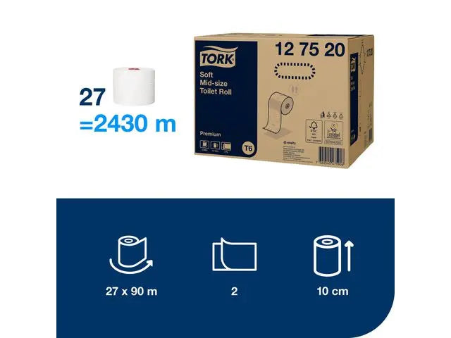 Toalettpapper TORK Pre T6 2-lag vit - Primmeshiper