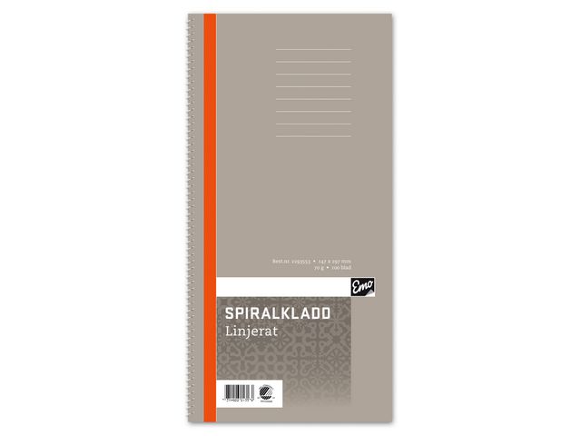 Spiralkladd 147x297mm 70g 96 blad linj - Primmeshiper
