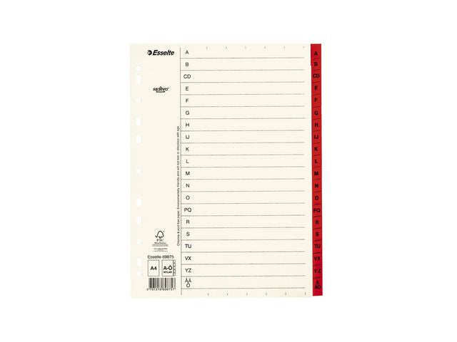 Pappregister Servo A4 A-Ö röd flik - Primmeshiper