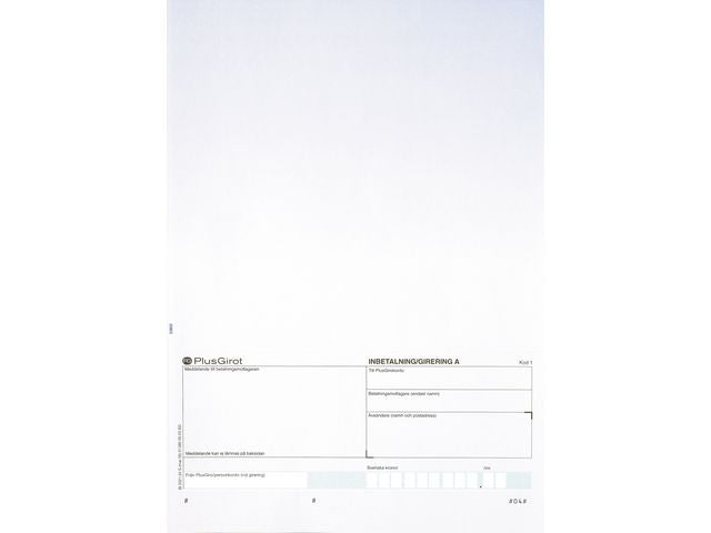 Standardblankett talong Plusgiro 250/fp - Primmeshiper