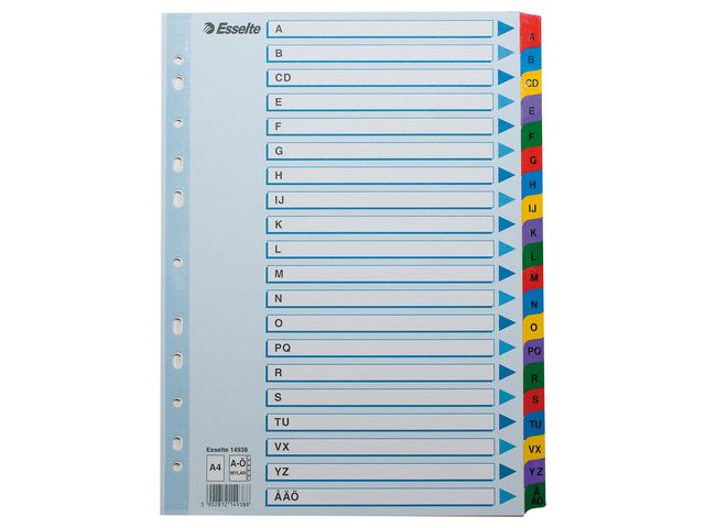 Kartongregister m. plastfl. A4 A-Ö färg - Primmeshiper