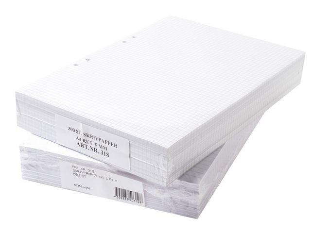 Lösblad A4 rutat 5x5mm hålat 500/fp - Primmeshiper