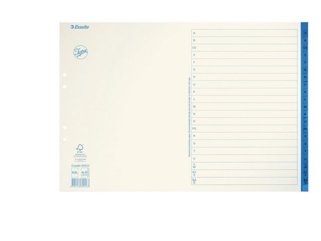 Pappregister JOPA A3L A-Ö vit/blå - Primmeshiper