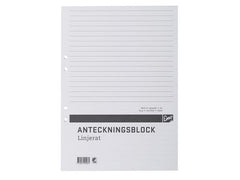 Anteckningsblock A4 100 blad hål TF linj - Primmeshiper
