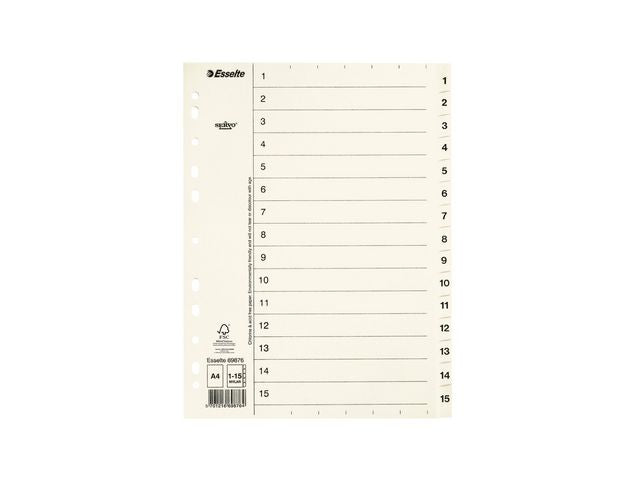 Pappregister Servo A4 flikar 1-15 vit - Primmeshiper