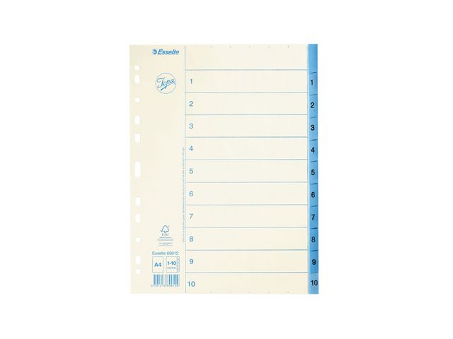 Pappregister JOPA A4 1-10 vit/blå - Primmeshiper