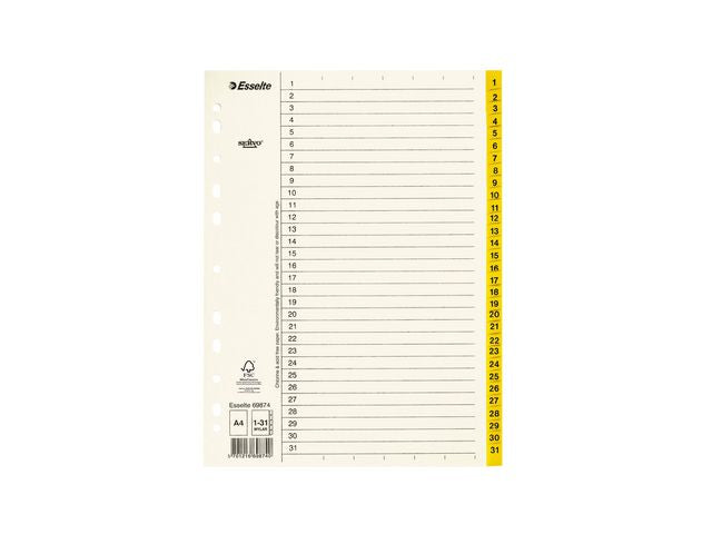 Pappregister Servo A4 1-31 gul flik - Primmeshiper
