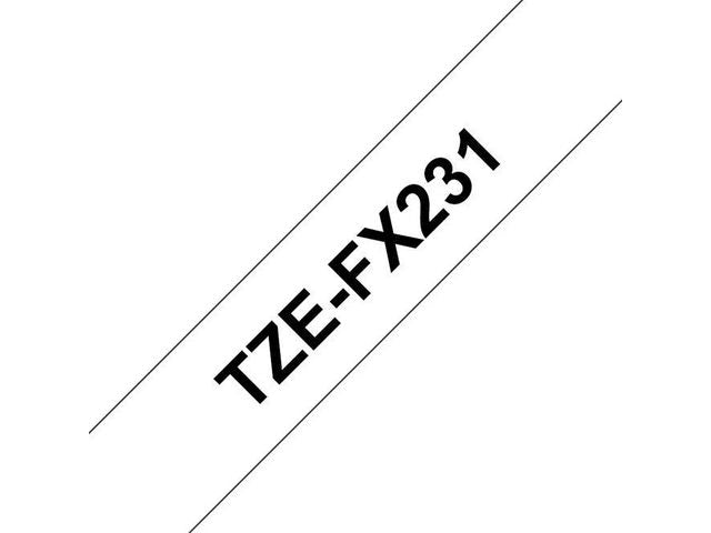 Tape BROTHER TZEFX231 12mm svart på vit - Primmeshiper