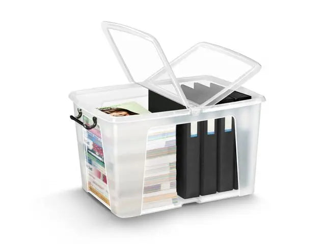 Plastlåda STRATA 65L klar med lock PP - Primmeshiper