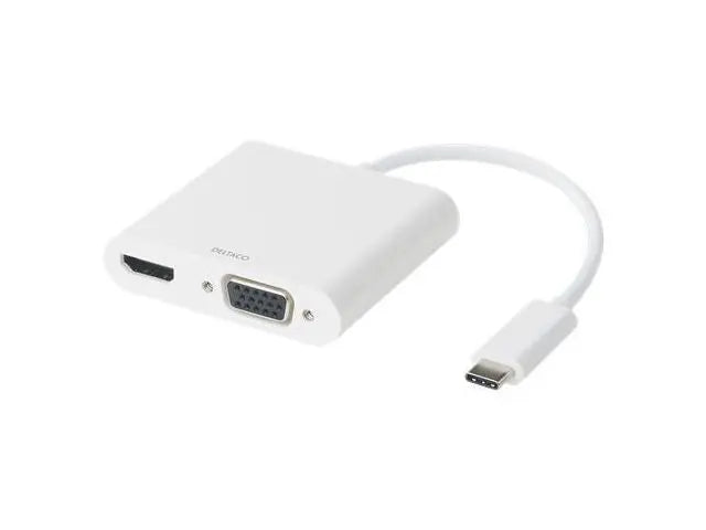 Adapter DELTACO HDMI/VGA/ljud/USB-C vit - Primmeshiper
