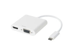 Adapter DELTACO HDMI/VGA/ljud/USB-C vit - Primmeshiper