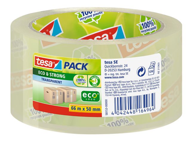 Packtejp TESA Eco Strong 50mmx66m klar - Primmeshiper