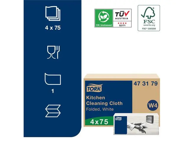 Rengöringsduk TORK W4 Kök vikt vit 75/fp - Primmeshiper