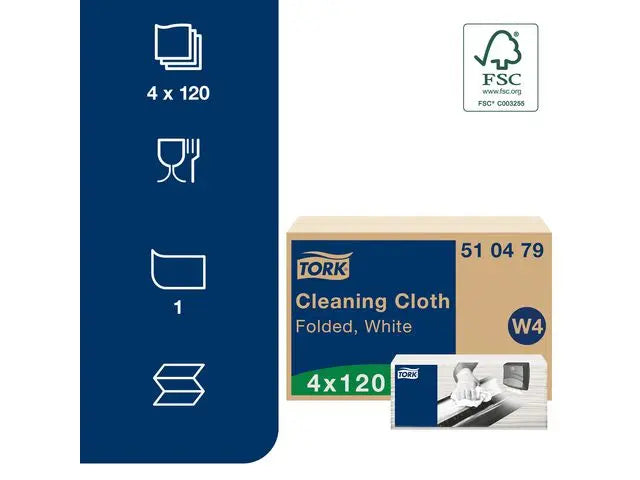 Rengöringsduk TORK W4 Mjuk vit 120/fp - Primmeshiper