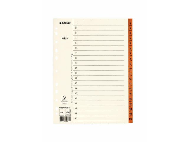 Pappregister Servo A4 1-20 brun flik - Primmeshiper