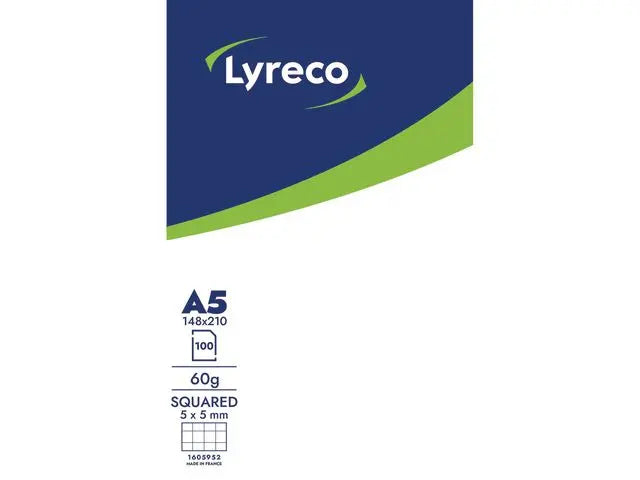 Anteckningsblock LYRECO A5 100bl 60g rut - Primmeshiper