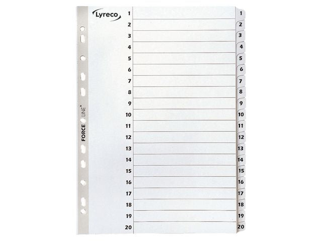 Kartongregister LYRECO A4 1-20 vit - Primmeshiper