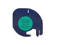 Tape plast 12mmx4m svart på grön - Primmeshiper