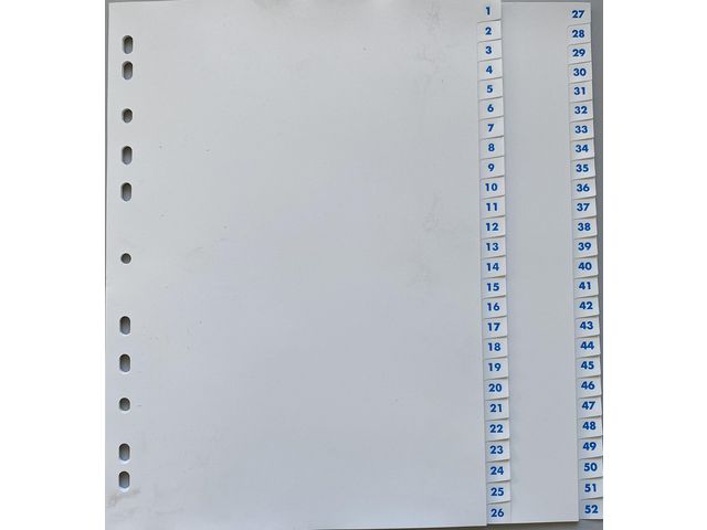 Plastregister A4 PP 1-52 vit - Primmeshiper