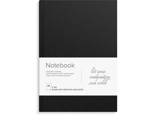 Anteckningsbok linnetextil olinj A5 svar - Primmeshiper