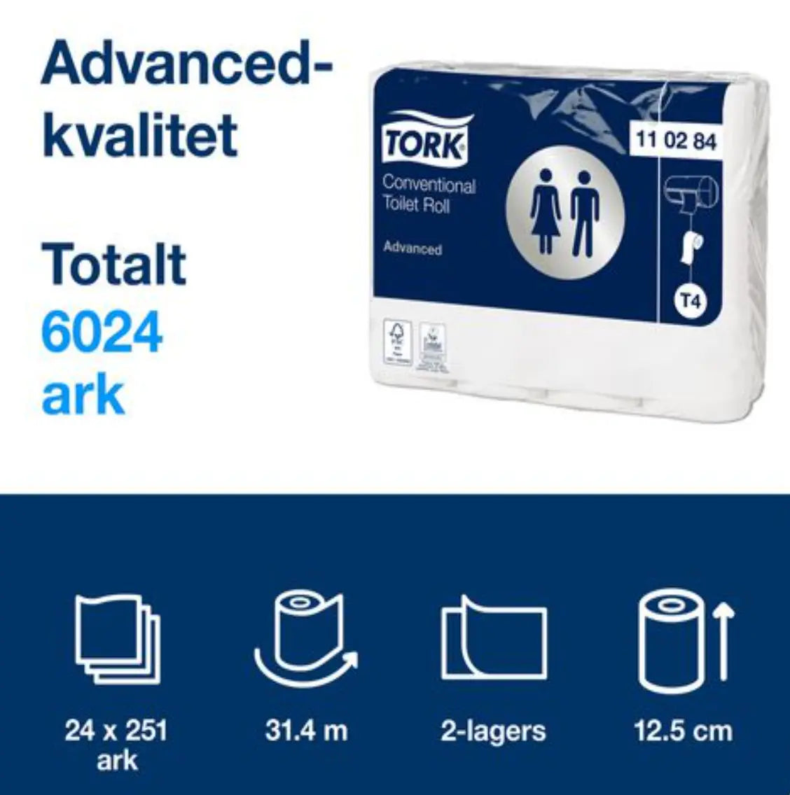 Toalettpapper TORK Adv T4 2-lag 24/fp - Primmeshiper