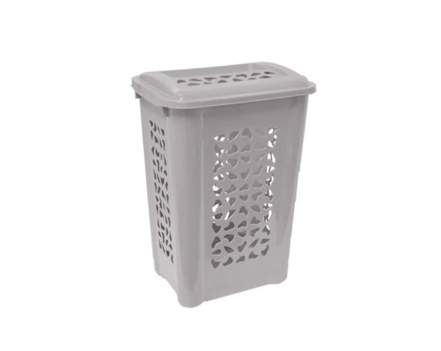 Tvättkorg med lock grå 60L - Primmeshiper