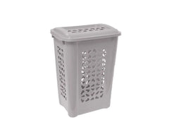 Tvättkorg med lock grå 60L - Primmeshiper