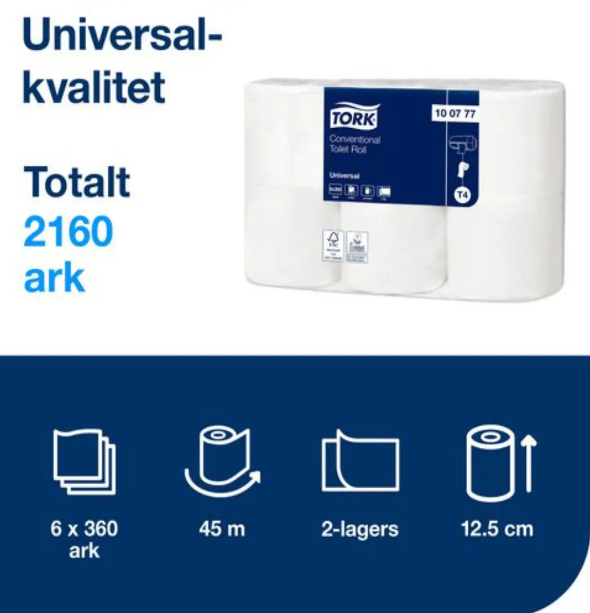 Toalettpapper TORK Uni T4 2-lag 6/fp - Primmeshiper