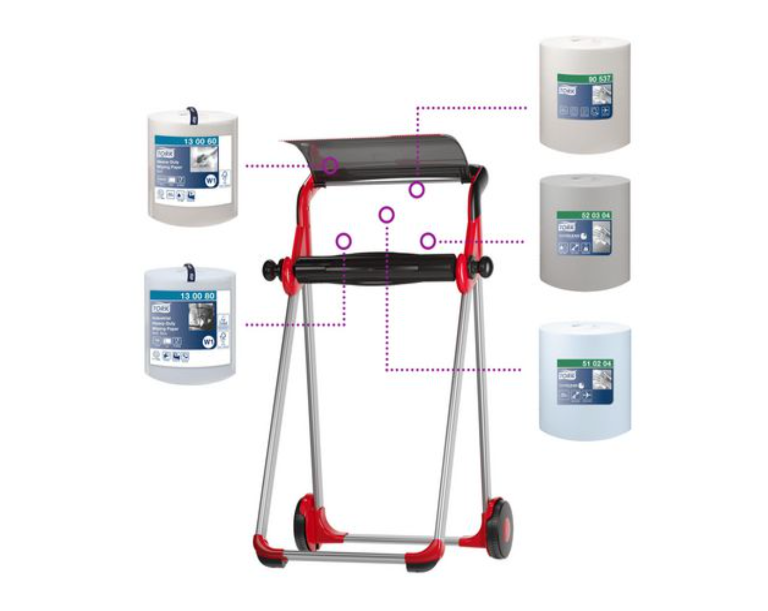 Dispenser TORK W1 Golvställ röd - Primmeshiper