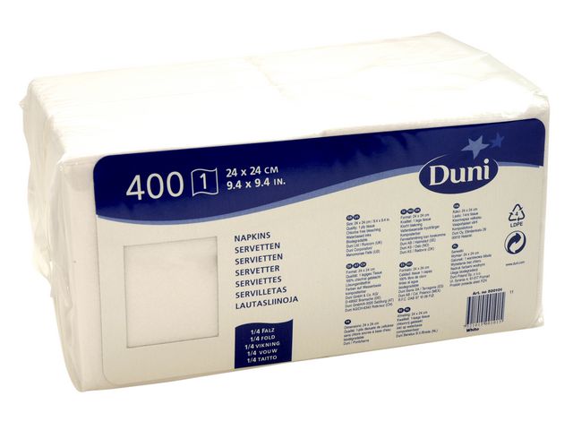 Servett 1-lags 24x24cm vit 500/fp - Primmeshiper