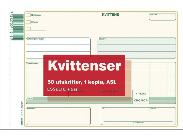 Blankett kvittens A5L 2x50 blad kopia - Primmeshiper
