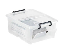 Plastlåda STRATA 20L klar med lock PP - Primmeshiper