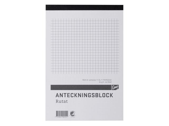 Anteckningsblock A5 100 blad perf rutat - Primmeshiper
