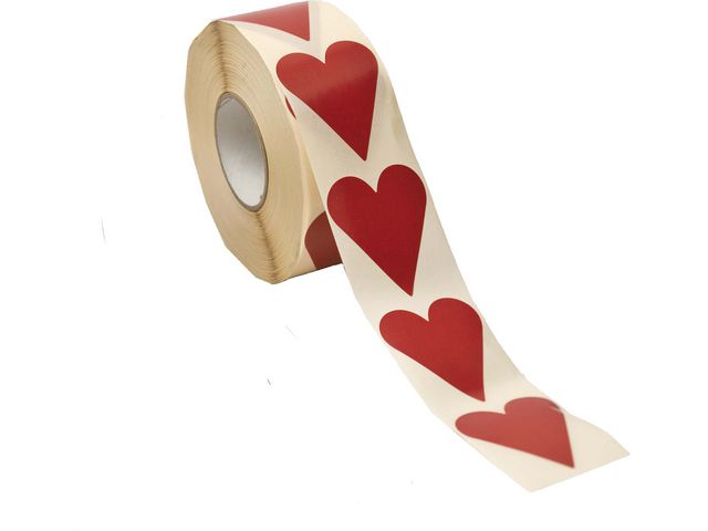 Etikett hjärta röd 19x24mm 1000/RL - Primmeshiper