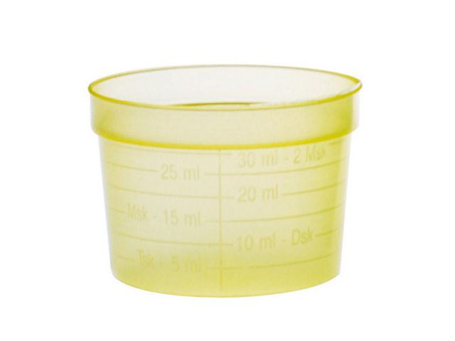 Medicinbägare bred gul lunch 30ml 50/fp - Primmeshiper