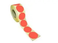 Etikett rund 40mm neonröd 500/fp - Primmeshiper