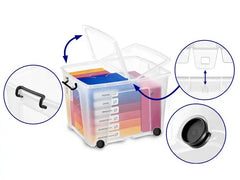 Plastlåda STRATA klar med lock, hjul 75L - Primmeshiper