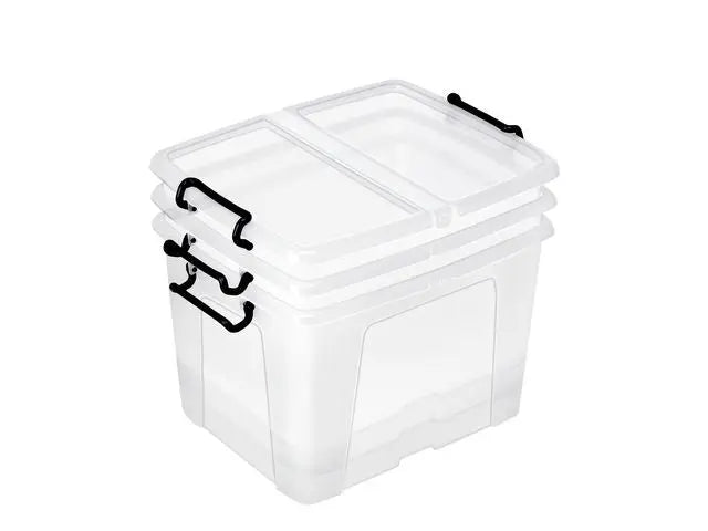 Plastlåda STRATA 40L klar med lock PP - Primmeshiper