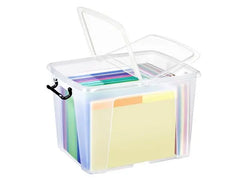 Plastlåda STRATA 40L klar med lock PP - Primmeshiper