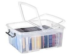 Plastlåda STRATA 24L klar med lock PP - Primmeshiper