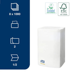 Servett TORK Pre N4 2-lag vit 1000/fp Primmeshiper