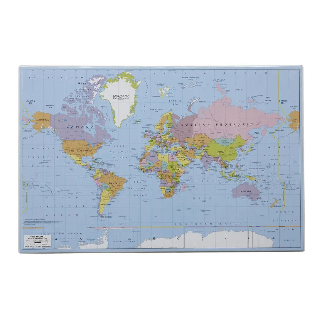 Skrivunderlägg PP Världskartan 585x385mm Primmeshiper