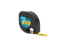 Tape LetraTAG plast 12mm svart på gul - Primmeshiper