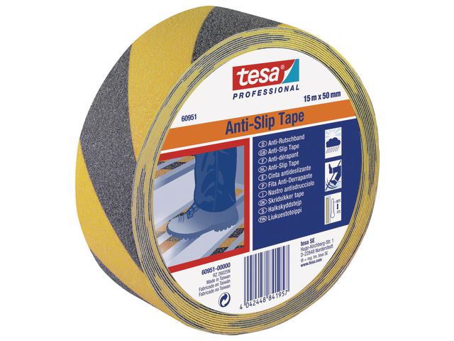 Halkskyddstejp TESA 50mmx15m svart/gul - Primmeshiper